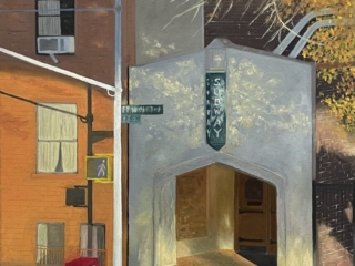 <strong><a href="https://www.robertbuckwalter.com/">Robert Buckwalter</a></strong>, <em>After the Rain</em>, 2021, Oil on canvas, 24" x 20" (181st Street Elevator)