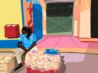 <strong><a href="https://www.tiffanyalfonseca.com/">Tiffany Alfonseca</a></strong>, <em>Yucca</em>, 2023, Digital illustration (190th Street Elevator)