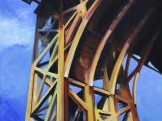 <strong><a href="https://lbgpaintings.com/">Lydell Brookhouse-Gil</a></strong>, <em>Under the GWB</em>, 2020, Oil on canvas, 56" x 48" (190th Street Elevator)