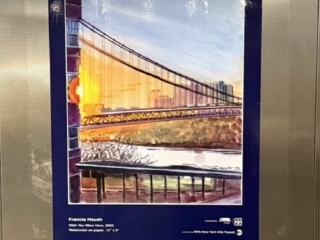 <strong><a href="https://art-francis.com/">Francis Hsueh</a></strong>, <em>Wish You Where Here</em>, 2023, Watercolor on paper, 12" x 9" (190th Street Elevator)
