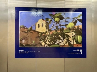 <strong><a href="https://www.instagram.com/jesoundkeepers/">Je Wee</a></strong>, <em>The Quince in Bonnefont Cloister Garden</em>, 2026, Oil on linen, 14" x 25" (190th Street elevator)