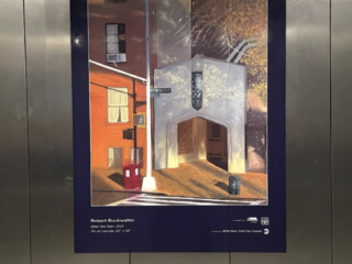 <strong><a href="https://www.robertbuckwalter.com/">Robert Buckwalter</a></strong>, <em>After the Rain</em>, 2021, Oil on canvas, 24" x 20" (190th Street elevator)